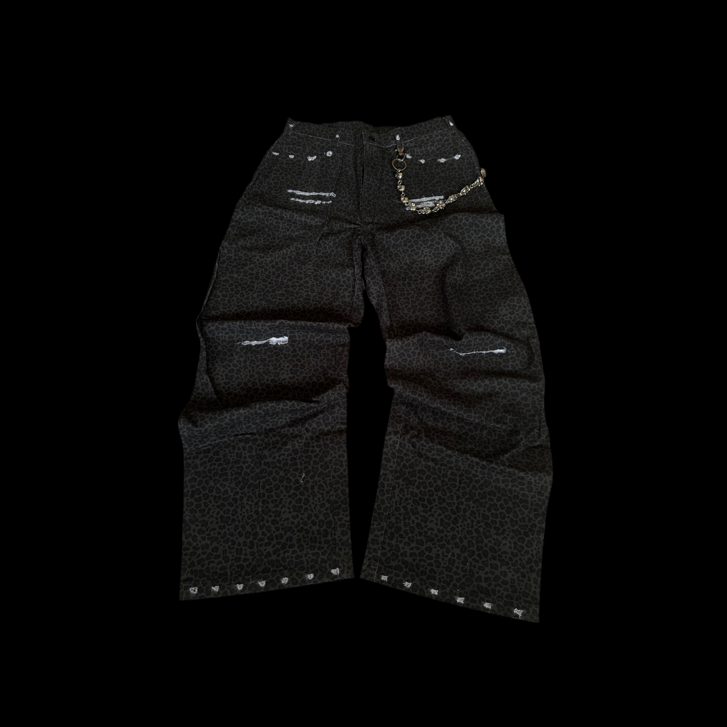LEOPARD PRINT DISTRESSED CANVAS PANT