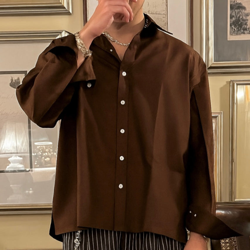 BROWN CROPPED SHIRT