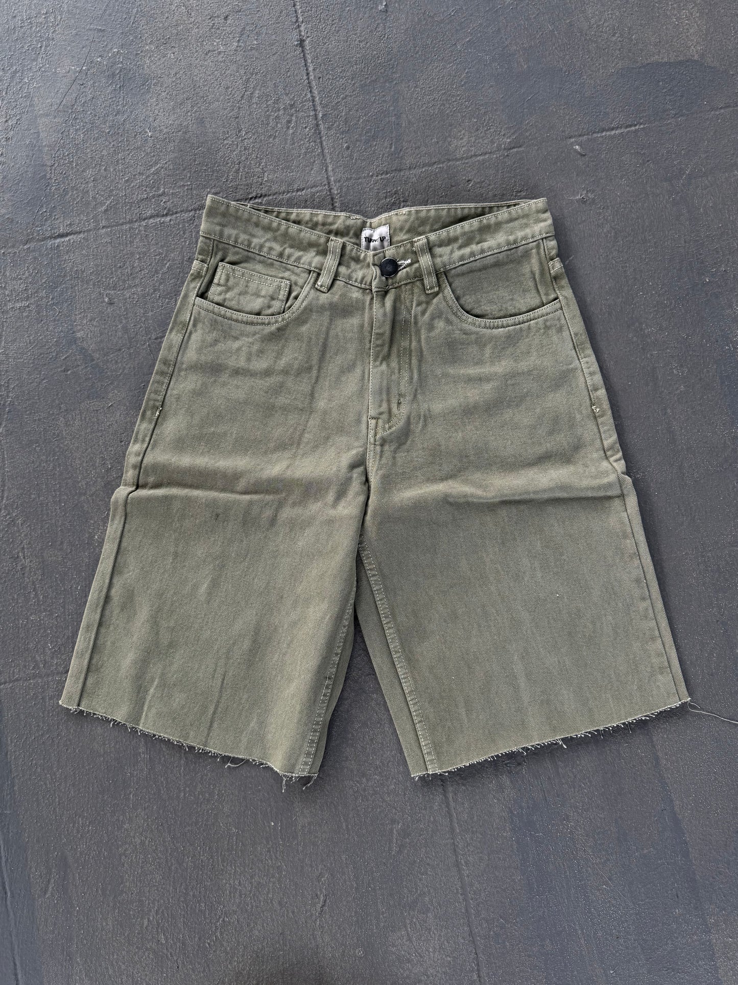 GREEN DENIM JORTS