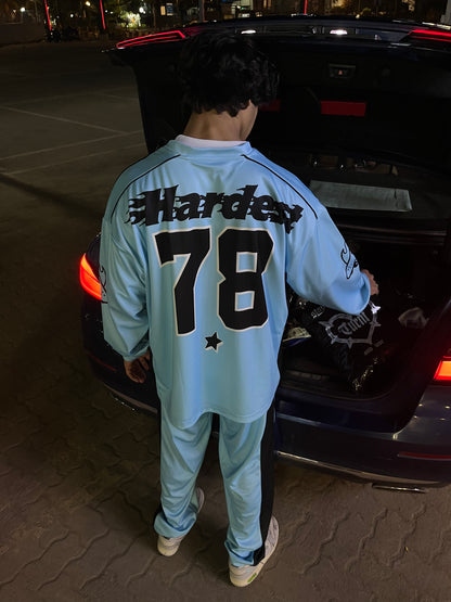 ICE BLUE TURNT JERSEY TOP