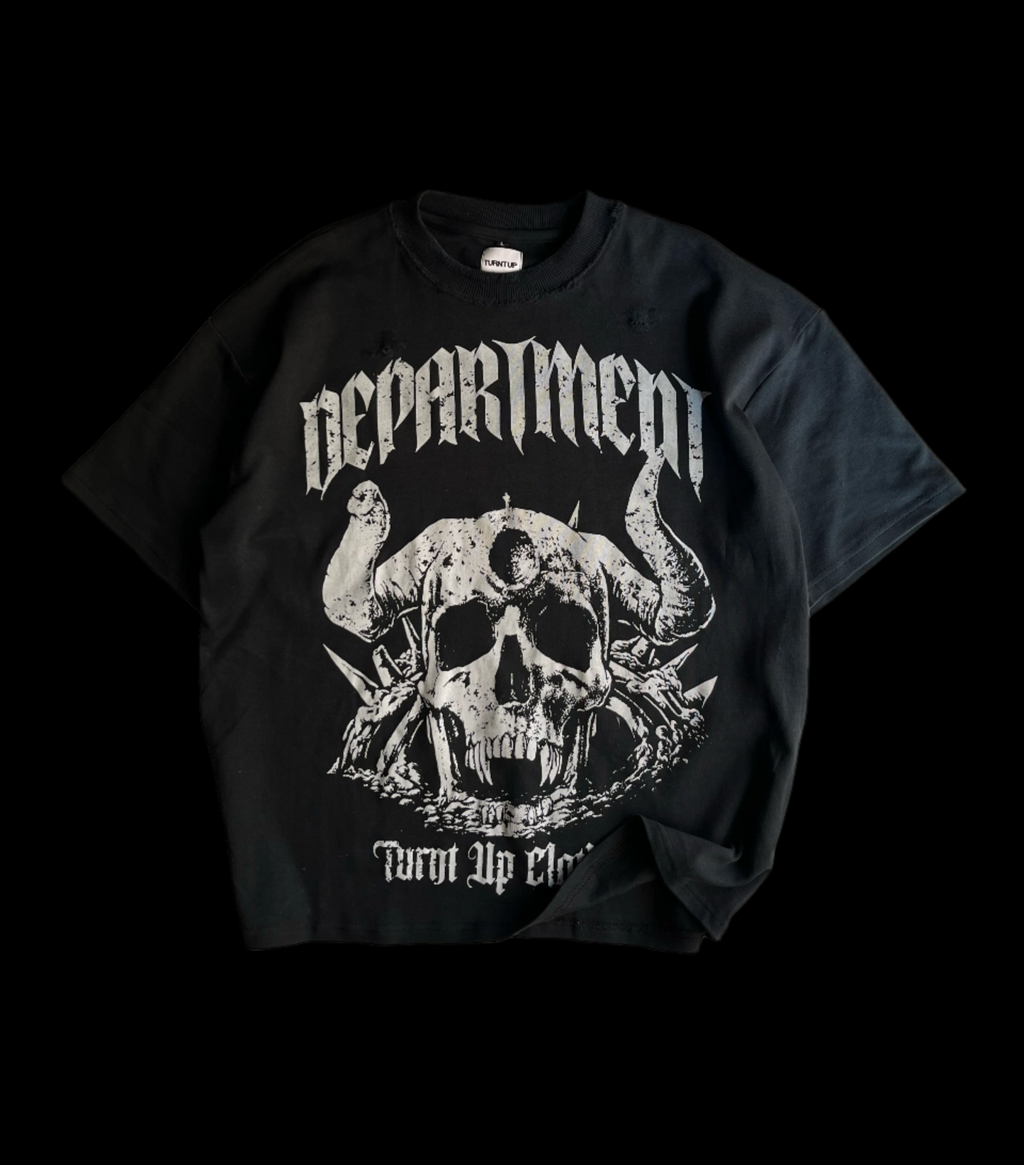 SKULL DEPARTMENT DISTRESSED T-SHIRT