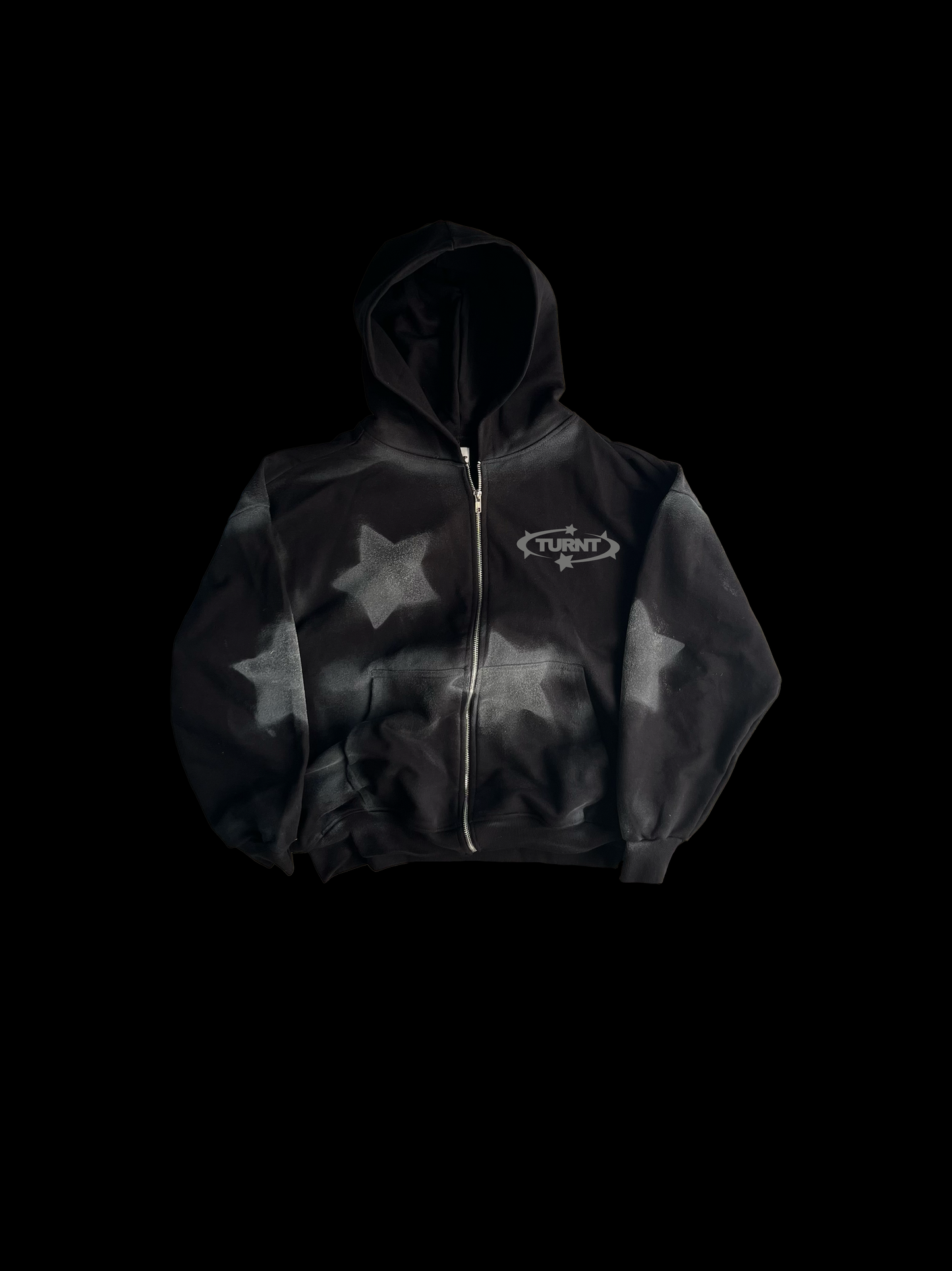 WHITE DUST BLACK ZIP HOODIE