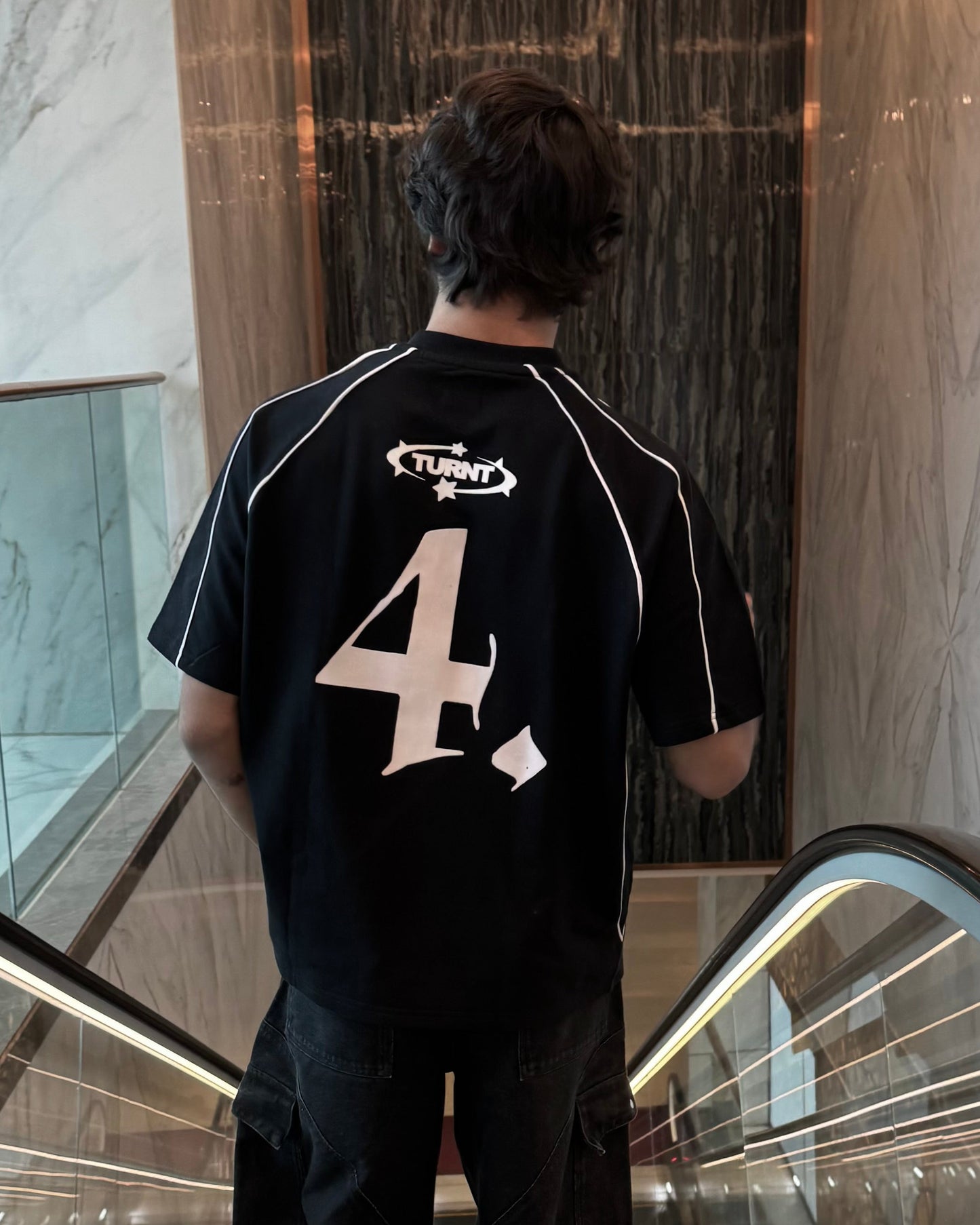 4OUR JERSEY BLACK WITH WHITE PIPING