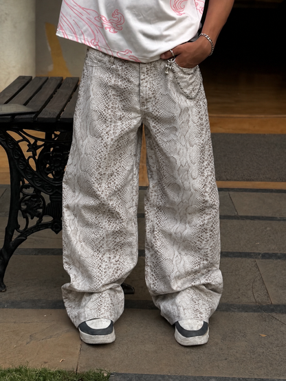 SNAKE PRINT CANVAS PANT
