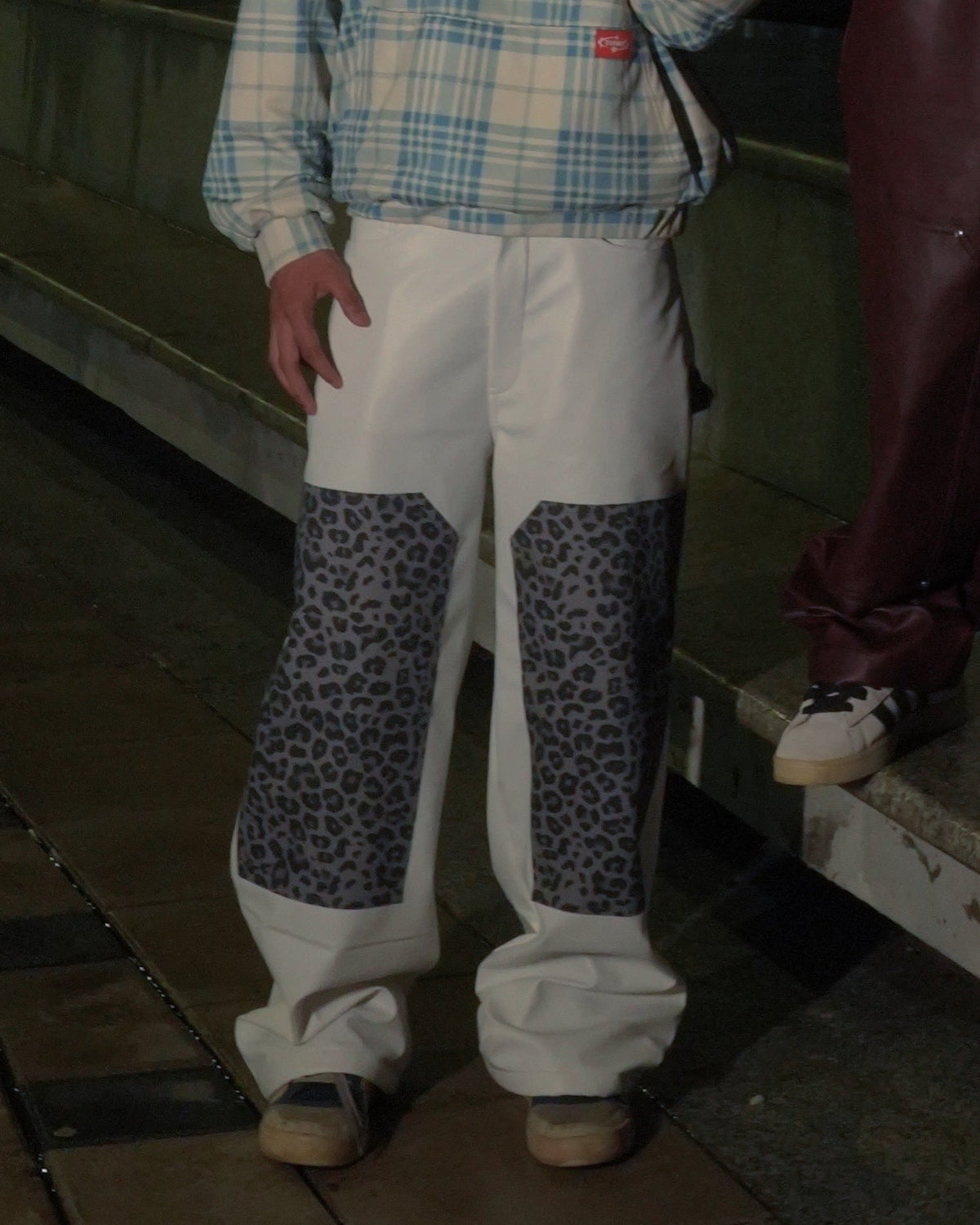 WHITE LEOPARD LEATHER PANT