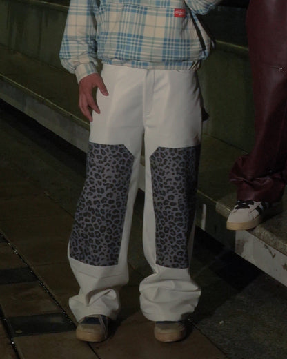 WHITE LEOPARD LEATHER PANT