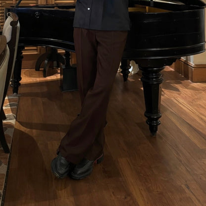 RICH BROWN PLEATED TROUSERS