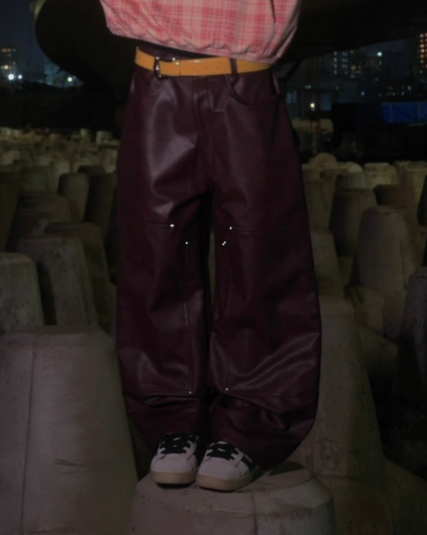 BURGUNDY LEATHER PANT