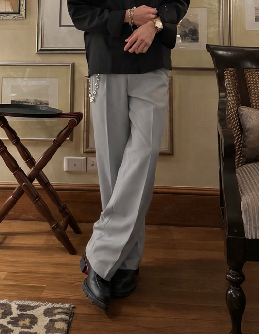 WOLF GREY PLEATED TROUSERS