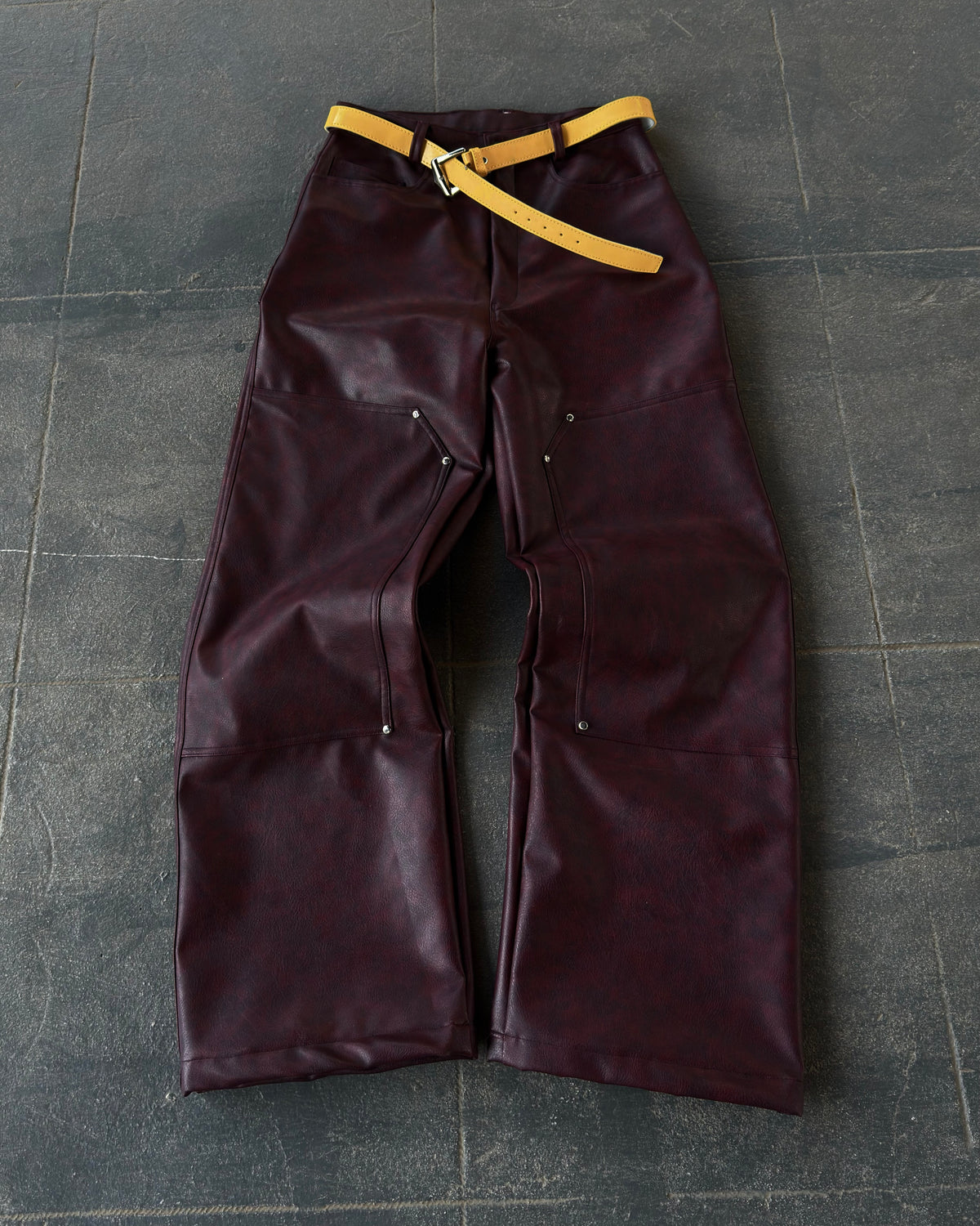 BURGUNDY LEATHER PANT