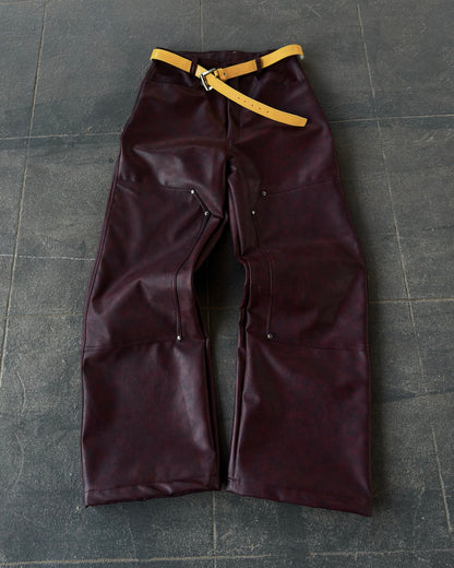 BURGUNDY LEATHER PANT