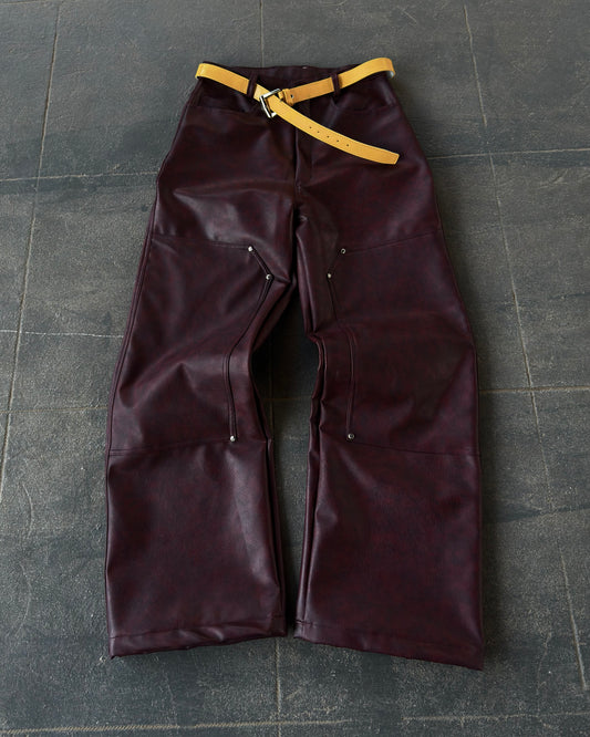 BURGUNDY LEATHER PANT