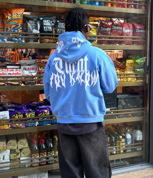 TURNT YOU KNOW BLUE WASHED HOODIE