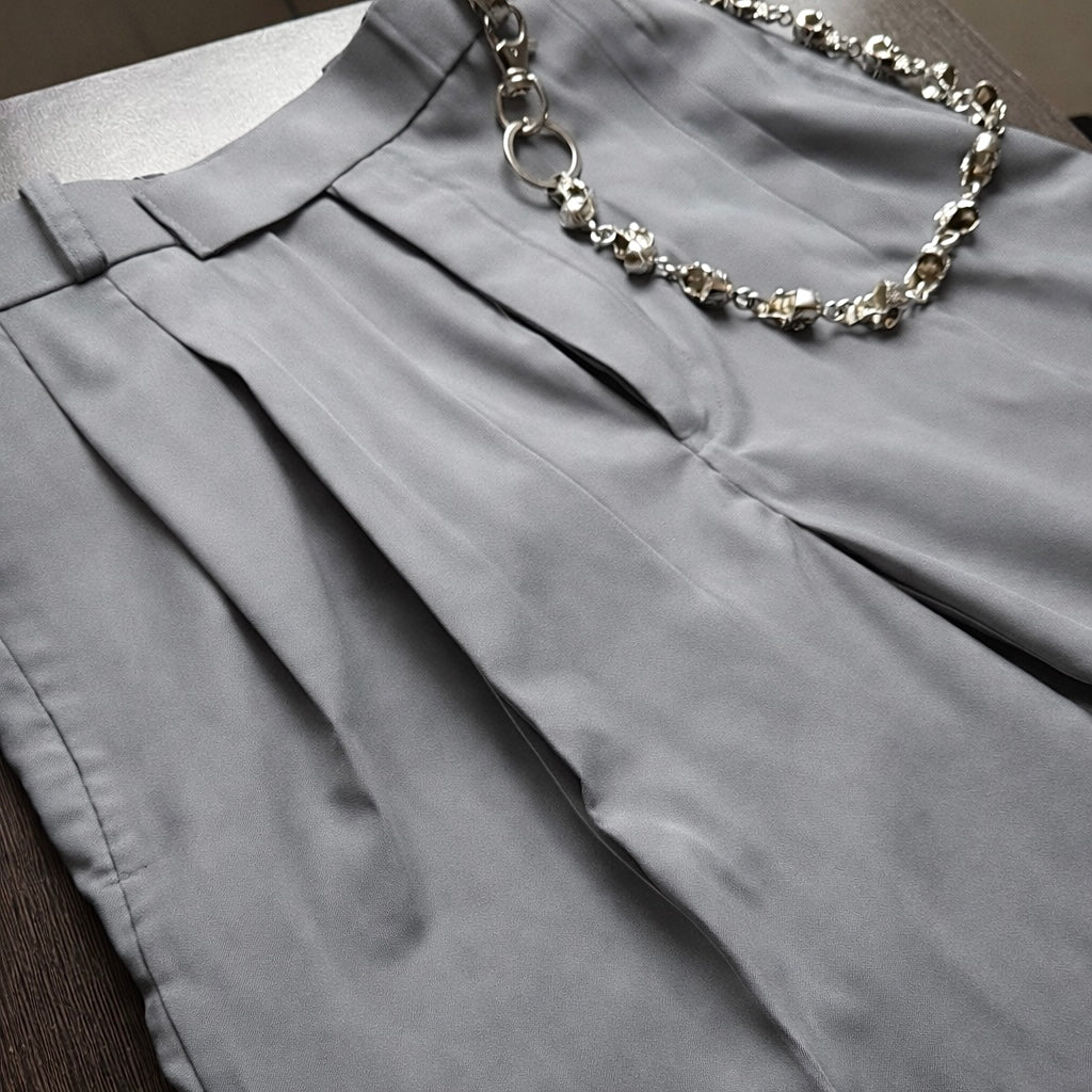 WOLF GREY PLEATED TROUSERS