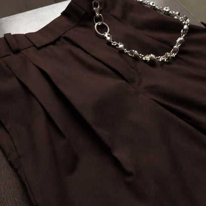 RICH BROWN PLEATED TROUSERS