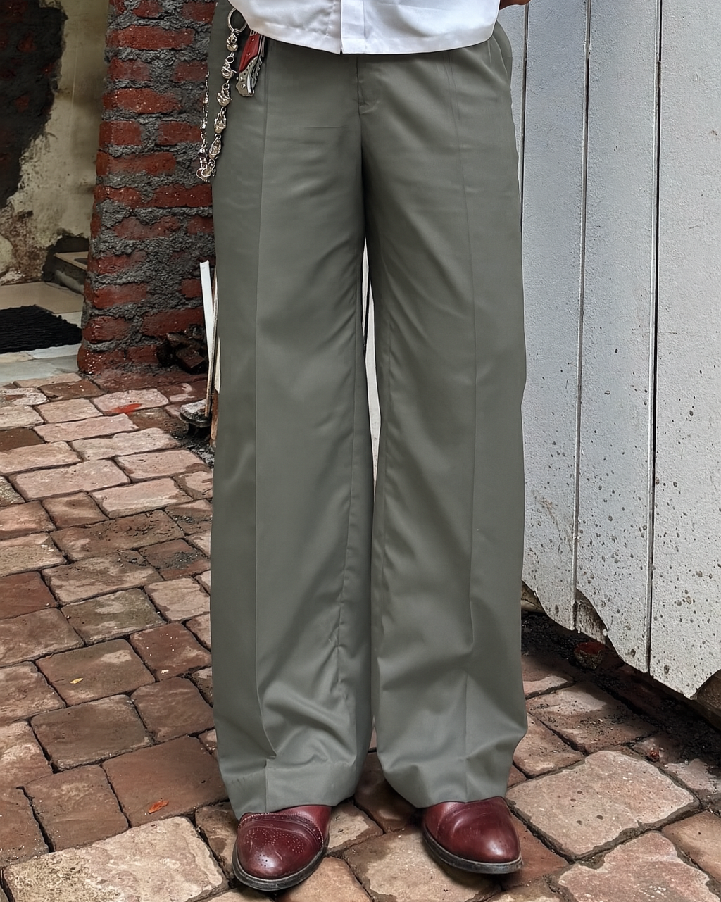 WOLF GREY PLEATED TROUSERS