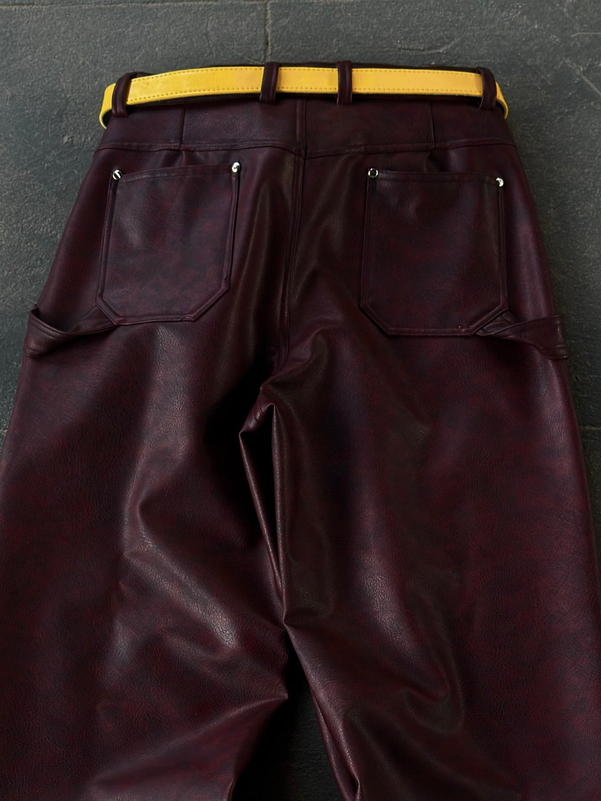 BURGUNDY LEATHER PANT