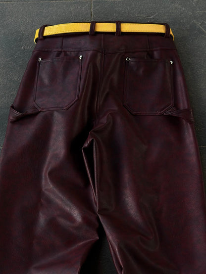 BURGUNDY LEATHER PANT