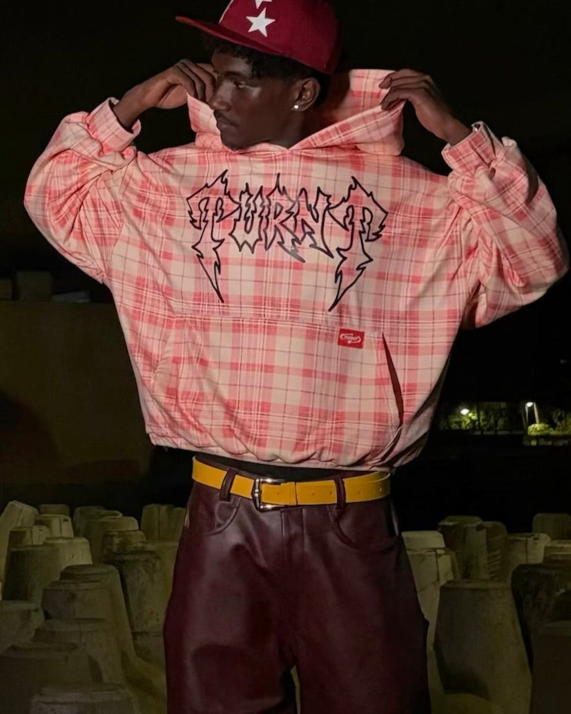 PINK PLAID HOODIE
