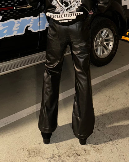 FLARED LEATHER PANTS