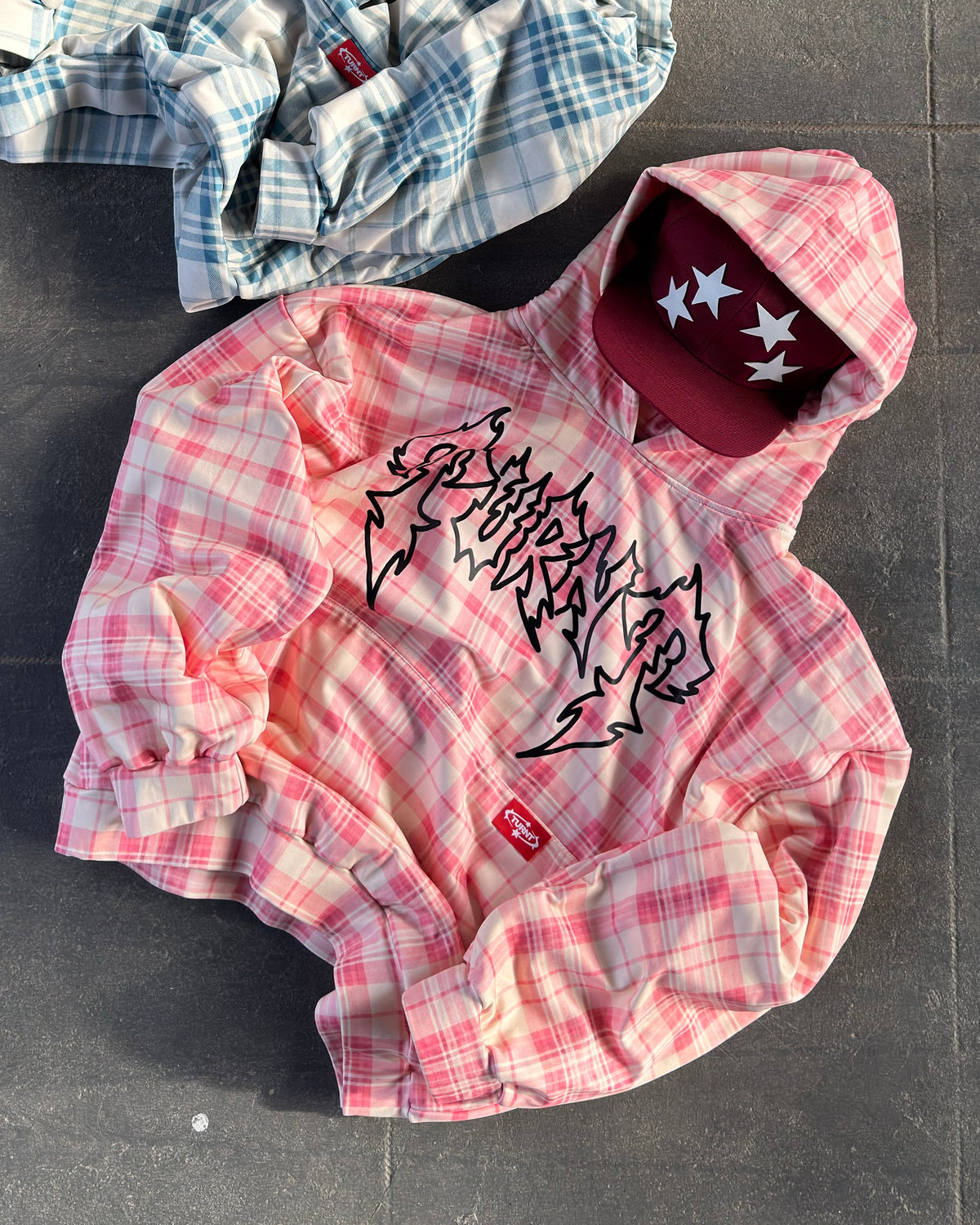 PINK PLAID HOODIE