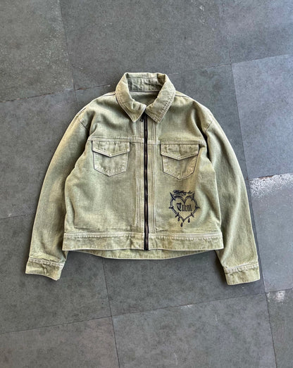 OIL GREEN WASHED DENIM JACKET