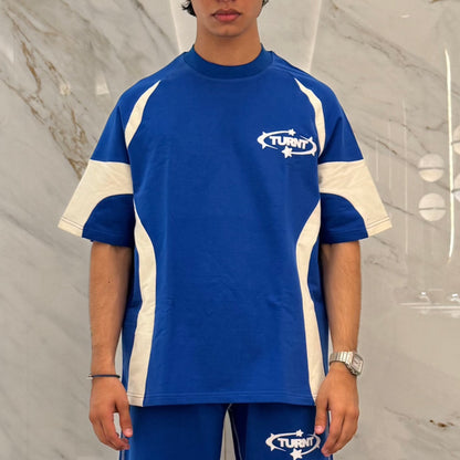 BLUE COLORBLOCK LOGO T-SHIRT