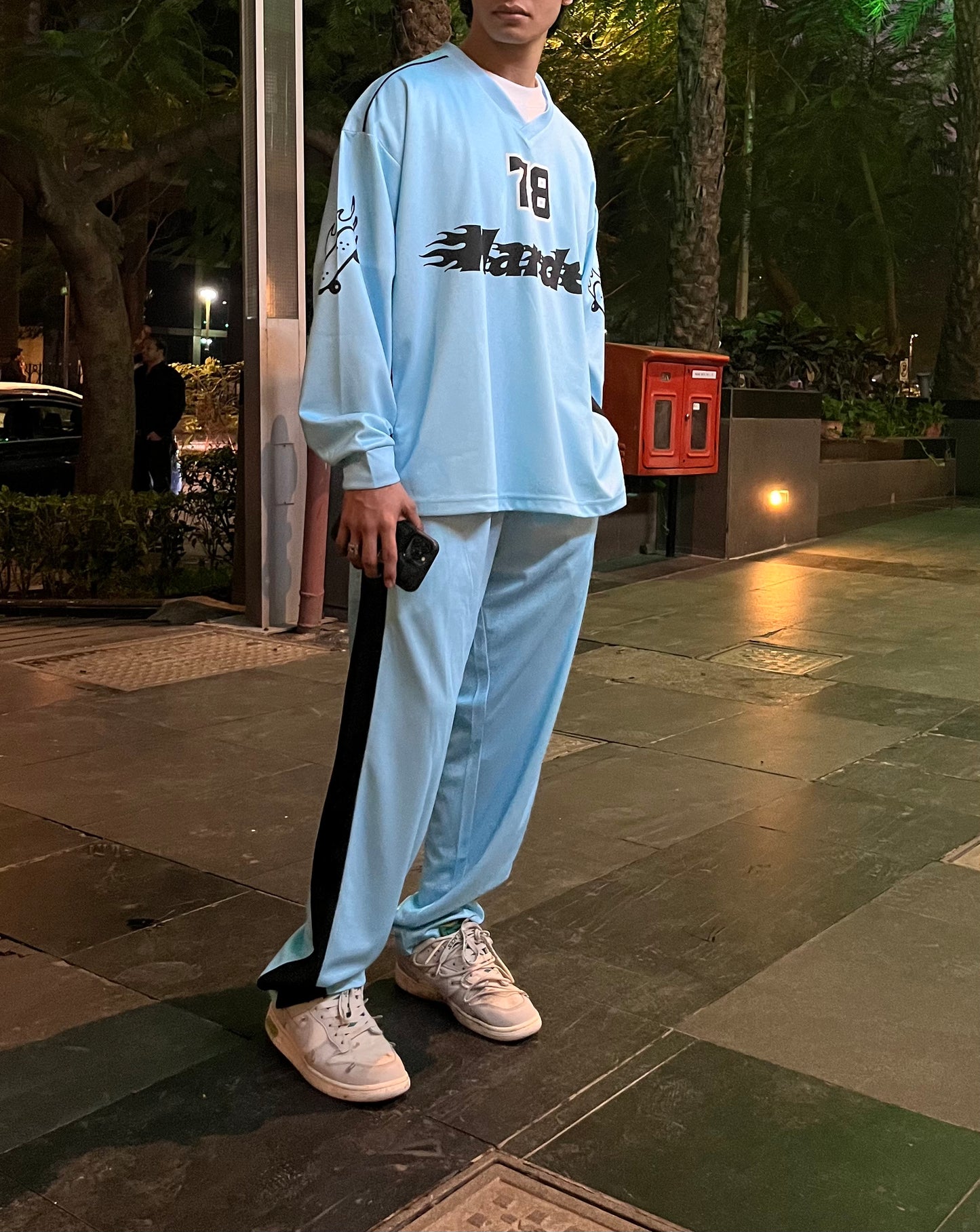 ICE BLUE TURNT JERSEY TRACK PANT