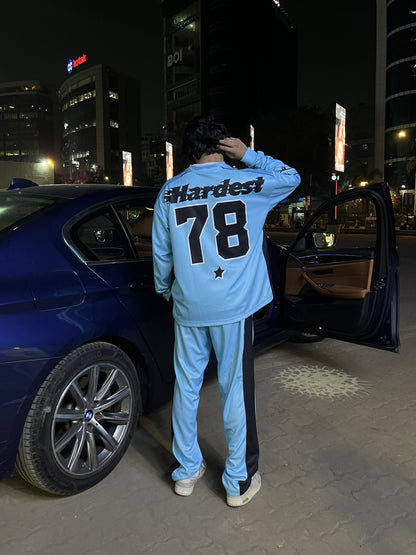 ICE BLUE TURNT JERSEY TOP