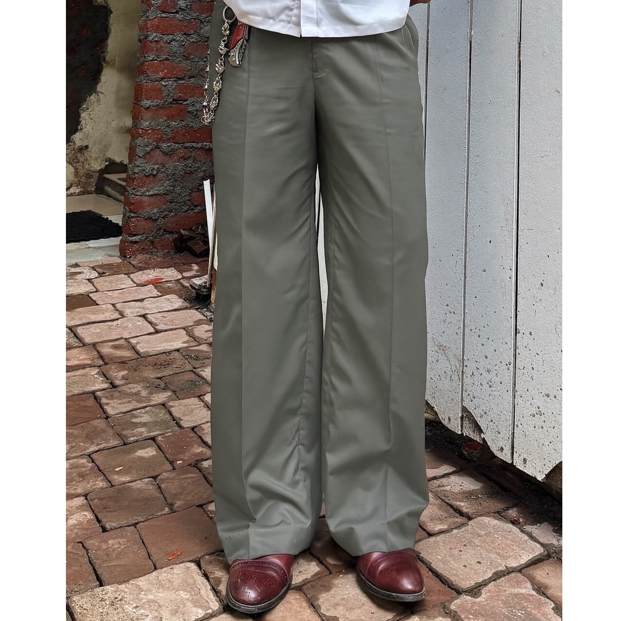 WOLF GREY PLEATED TROUSERS