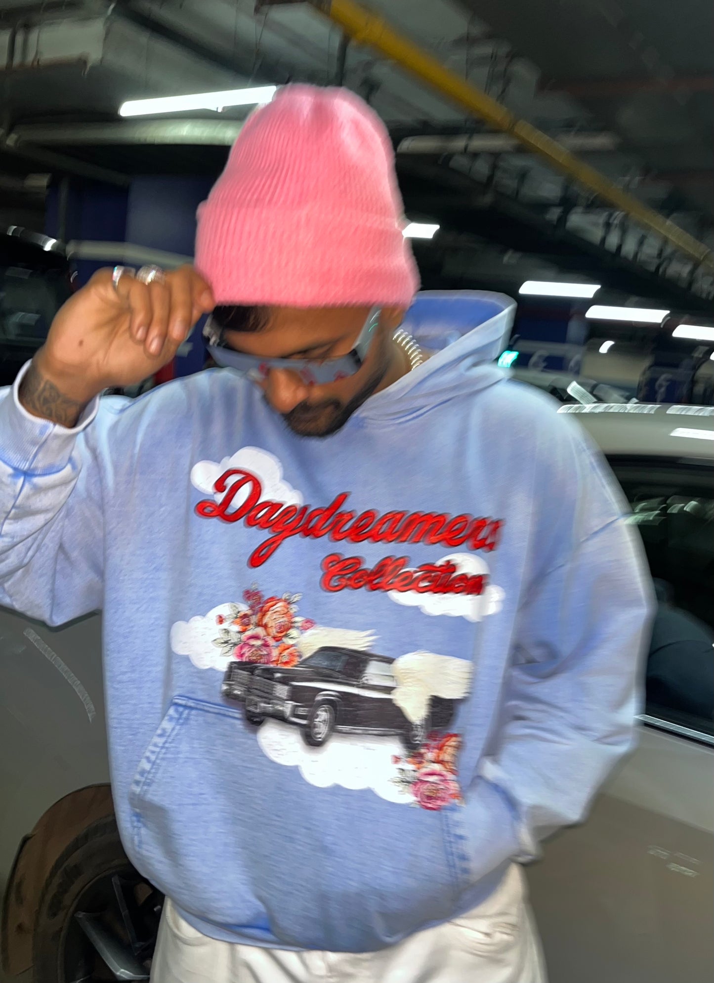 DREAM 2 : LIGHT BLUE ACID WASH  HOODIE