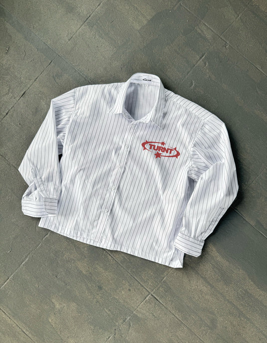 WHITE STRIPED SHIRT (LOGO)