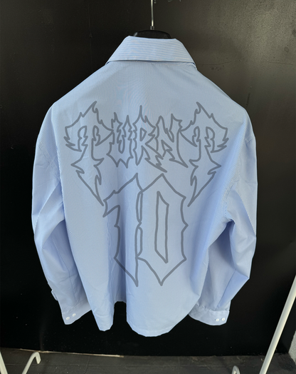 TURNT 10 BLUE CROPPED SHIRT